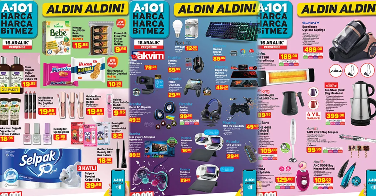 Yeni indirimler belli oldu alışveriş yarışı başladı:A101 hafta sonu aktüel kataloğunu yayınladı! 60 TL’den 20 TL’ye kadar düştü