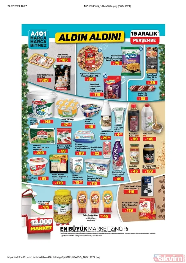 A101 21-27 Aralık 2024 İndirimli Ürünler Kataloğu: Bütün hindi 249 TL, meze çeşitleri 29.90 TL, dana sucuk 179 TL, büyük boy pizza 99 TL - 33