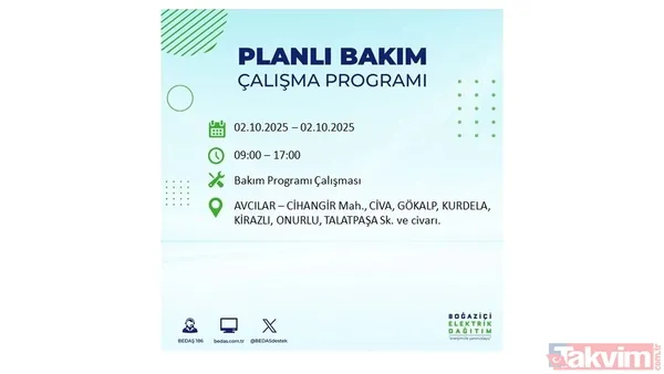 🔵2 Ekim 2025 Perşembe Günü İstanbul'da Elektrik Kesintisi Yaşanacak İlçeler