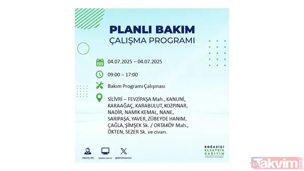 4 Temmuz'da İstanbul'da Elektrik Kesintisi Yaşanacak İlçeler
