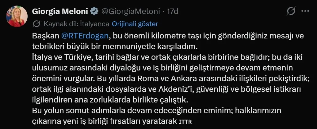 baskan-erdogandan-italyanin-en-uzun-sure-gorevde-kalan-basbakani-giorgia-meloniye-tebrik-mesaji-1788622725090.jpeg Başkan Erdoğan Meloni’yi kutladı, Meloni yanıt verdi: Roma-Ankara ilişkilerine dikkat çekti-3