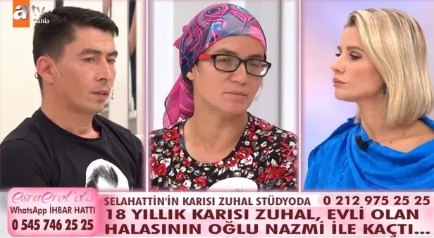 ATV ESRA EROL SON BÖLÜM İZLE! 18 yıllık eşinden halasının evli olan oğluna kaçtı... Canlı yayında büyük yüzleşme-4