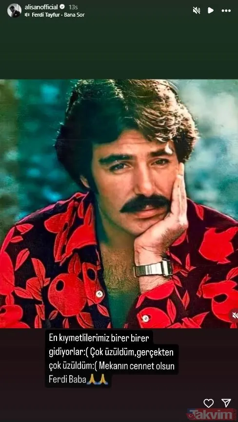 Alişan En kıymetlilerimiz bire birer gidiyorlar. Çok üzüldüm gerçekten çok üzüldüm. Mekanın cennet olsun Ferdi Baba.