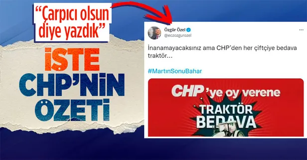CHP'li Özgür Özel'den 'CHP'nin bedava traktör' vaadine ilişkin savunma: Çarpıcı olsun diye yazdık