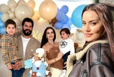Fahriye Evcen’den çocukları Kerem ve Karan’la yeni poz! Fotoğrafta 2 tane Burak Özçivit var!