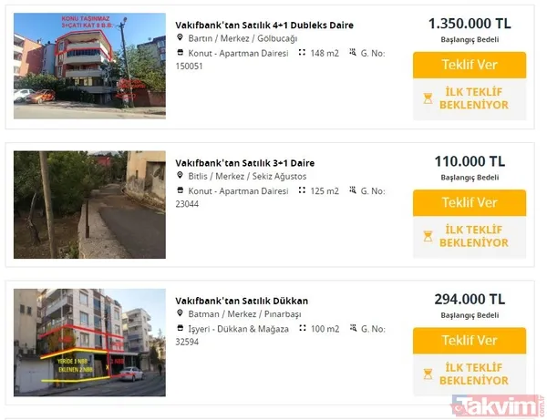 1.350.000 TL! Vakıfbank 2+1, 3+1 daire ilanlarını duyurdu! 110 bin TL'ye bankadan satılık ev fiyatları... 4+1 TERASLI DUBLEKS konut! - 6