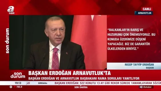 Başkan Erdoğan’dan Arnavut gazetecinin sorusuna cevap: