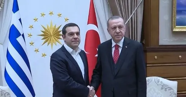Son dakika... Başkan Erdoğan ile Çipras görüşmesinden ilk görüntü