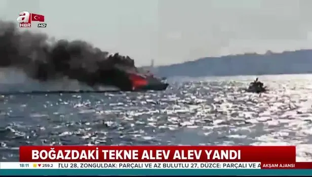 Son dakika Üsküdar'da tekne yangını