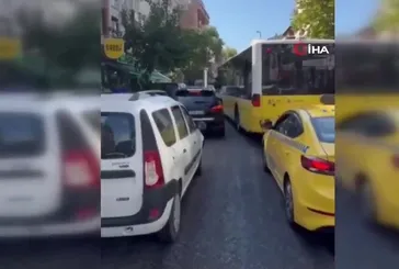 İETT şoförü ile sürücüler arasındaki tartışma kamerada