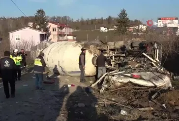 Beton mikseri kağıt gibi ezildi!