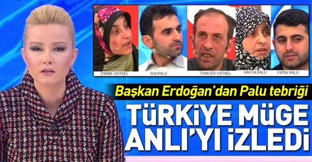 Başkan Erdoğan’dan Müge Anlı’ya Palu ailesi tebriği