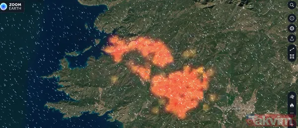 SON DAKİKA: Muğla Marmaris'teki orman yangını uydudan görüntülendi - 3