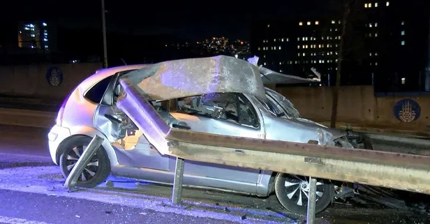 Maltepe'de bariyer otomobile ok gibi saplandı!