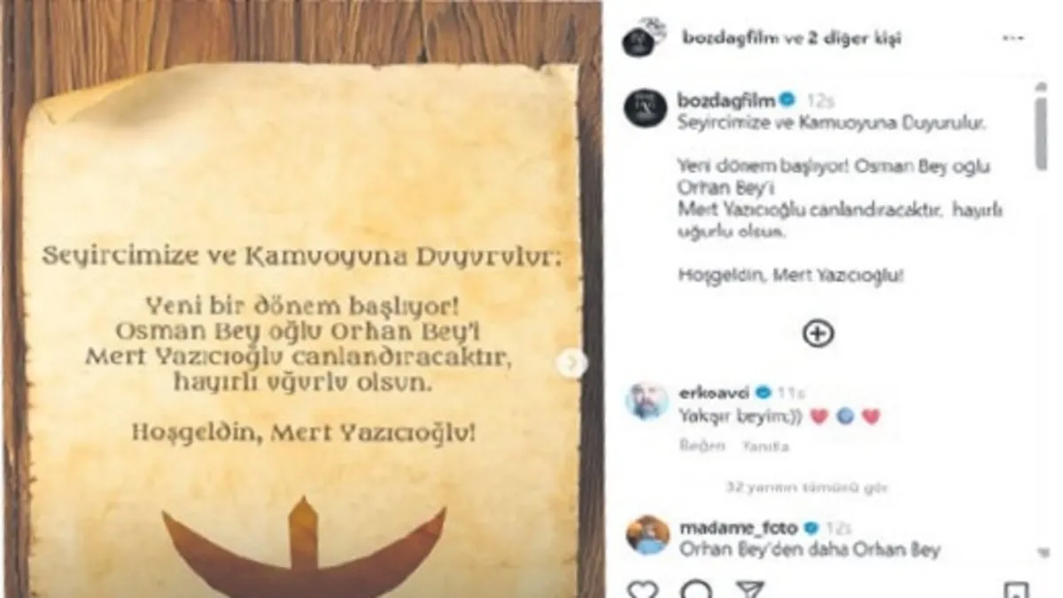 Kuruluş Osman’da Mert Yazıcıoğlu fırtınası esecek! Orhan Bey karakterine hayat verecek