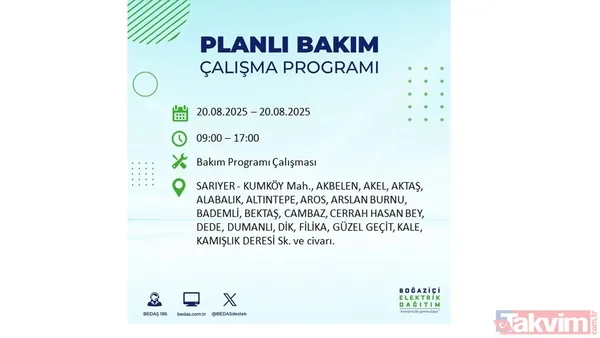 ⚫20 Ağustos 2025 İstanbul'da Elektrik Kesintisi Yaşanacak İlçe Ve Mahalleler