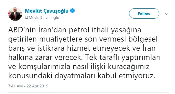 Son dakika... Dışişleri Bakanı Çavuşoğlu'ndan ABD'nin kararına tepki!-1