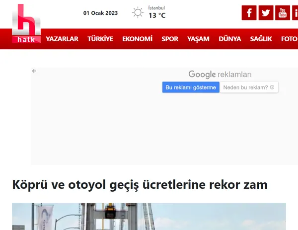 2023'ün ilk yalanı HALK TV'den! Köprü ve otoyol geçiş ücretleri zamlandı mı? Karayolları Genel Müdürlüğü'nden açıklama-2