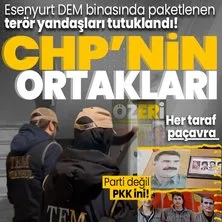 Esenyurt’ta DEM Parti binasına terör operasyonu: 2 şüpheli tutuklandı! Terörist başı Abdullah Öcalan’ın paçavraları çıktı