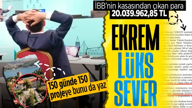 İBB Başkanı Ekrem İmamoğlunun Rumeli Hisarı’nda kalacağı köşk için İBBnin kasasından 20 milyon harcandı!