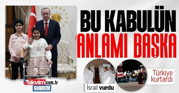 Başkan Erdoğan, Filistinli kardeşler Rahaf ve Muhammed Halil Salman’ı kabul etti! Gazze’de yaralandıktan sonra Türkiye devreye girmişti