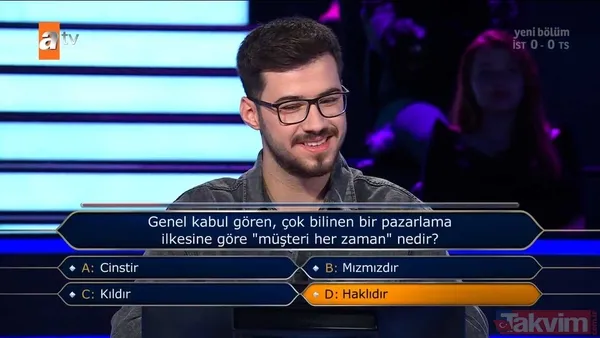 Kenan İmirzalıoğlu'nun sunduğu Kim Milyoner Olmak İster'de hareketleri ve cevaplarıyla geceye damga vuran yarışmacı! - 8
