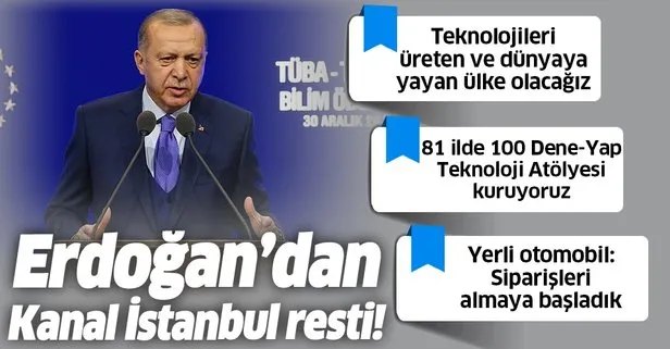 Başkan Erdoğan’dan TÜBİTAK ve TÜBA Bilim Ödülleri Töreni’nde yerli otomobil mesajı: Başaramazsınız diyenlere inat başardık