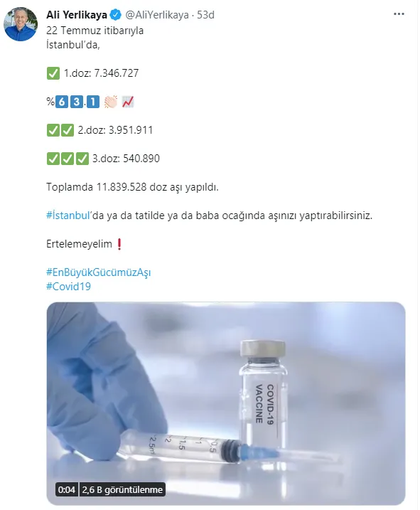 İstanbul'da kaç kişi koronavirüs aşısı oldu? Vali Ali Yerlikaya açıkladı!-1