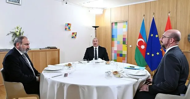 Azerbaycan Cumhurbaşkanı Aliyev ve Paşinyan, Michel ile üçlü görüşmede bir araya geldi!