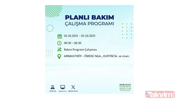 🔵2 Ekim 2025 Perşembe Günü İstanbul'da Elektrik Kesintisi Yaşanacak İlçeler