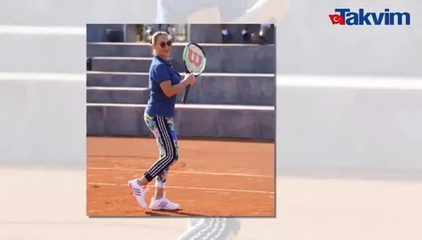 Hülya Avşar renkli taytıyla tenis kortundan paylaştı!