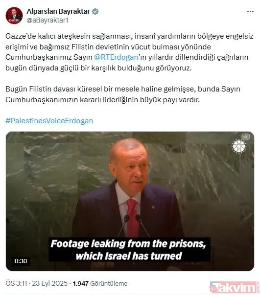 Dünyanın kilitlendiği konuşma öncesi sosyal medya yıkıldı: Filistin’in sesi Erdoğan | PalestinesVoiceErdogan - 18