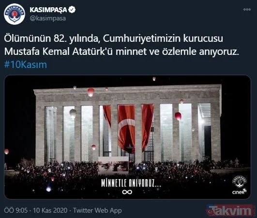 Spor camiası 10 Kasım'da tek ses oldu, Mustafa Kemal Atatürk'ü andı! İşte paylaşımlar