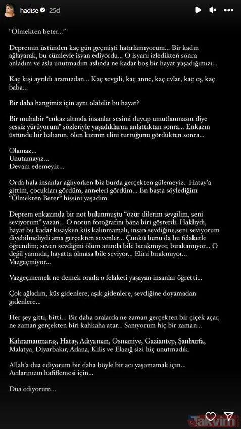 Ünlülerden 6 Şubat paylaşımları: Unutmadık, unutmayacağız! Alişan, Esra Erol, Demet Akalın, Pınar Altuğ, Özge Törer, Burak Özçivit... - 3