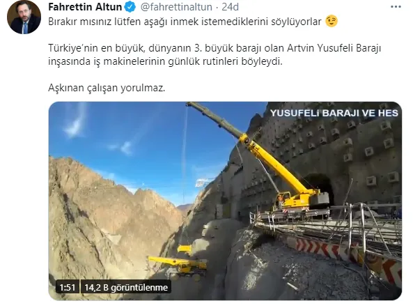 İletişim Başkanı Fahrettin Altun’dan Yusufeli Barajı paylaşımı-2