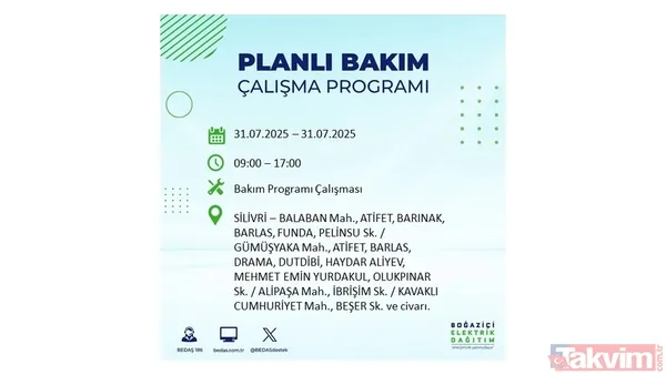 İstanbul'da bugün elektrik kesilecek mi? 31 Temmuz Perşembe elektrik kesintisi yaşanacak ilçeler hangileri? - 4