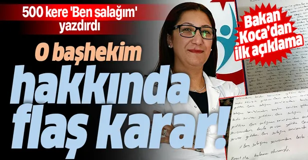 Hemşirelere 500 kere 'Ben salağım' yazdıran Başhekim Ayşegül Alkan'ın görevine son verildi! Sağlık Bakanı Fahrettin Koca'dan flaş açıklama