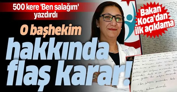 Hemşirelere 500 kere ’Ben salağım’ yazdıran Başhekim Ayşegül Alkan’ın görevine son verildi! Sağlık Bakanı Fahrettin Koca’dan flaş açıklama