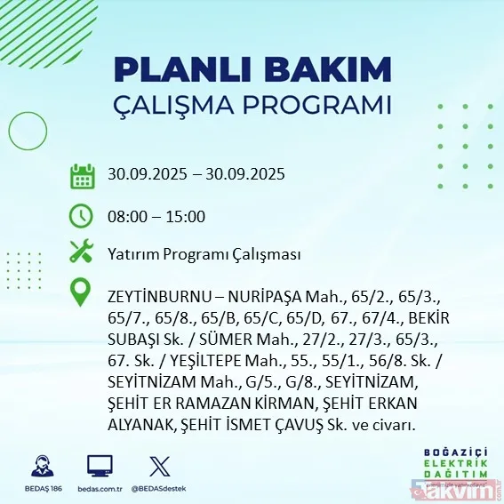İstanbul’un 23 ilçesinde elektrikler kesilecek! 30 Eylül 2025 BEDAŞ kesinti listesi - 2