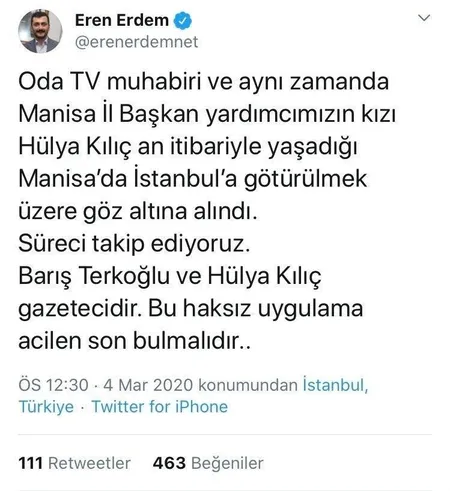 Gözaltına alınan ODA TV muhabiri Hülya Kılınç'ın CHP'li Bektaş Kılınç'ın kızı olduğu ortaya çıktı!-1