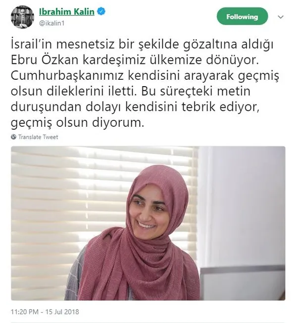 Başkan Erdoğan'dan Ebru Özkan'a geçmiş olsun telefonu-1
