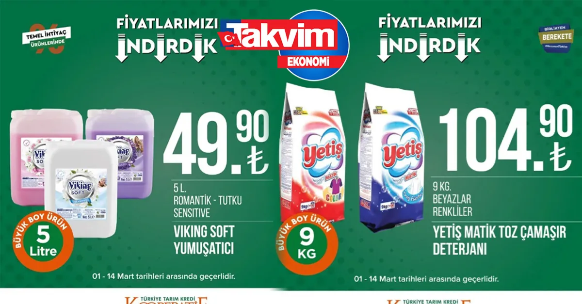 Tarım Kredi Kooperatif marketlerine bugün giden havada kapacak! Aktüel ürünler kataloğu az evvel sergilendi! Çamaşır deterjanı 104,90 TL!