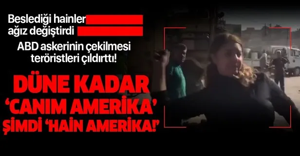 ABD çekiliyor YPG çıldırıyor! Beslediği terörist ’Hain Amerika’ diyerek konvoyu taşladı!