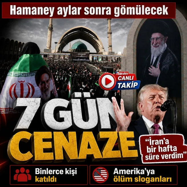 Hamaneye aylar sonra cenaze töreni: Amerikaya ölüm sloganları! Trump: İrana bir hafta süre verdik