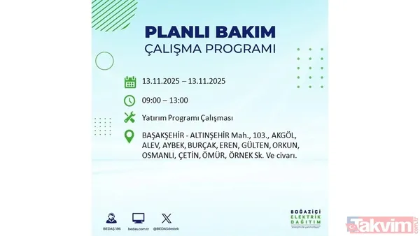 Mahallen listede olabilir! İstanbul'da büyük elektrik kesintisi: BEDAŞ 13 Kasım için saat verdi - 16