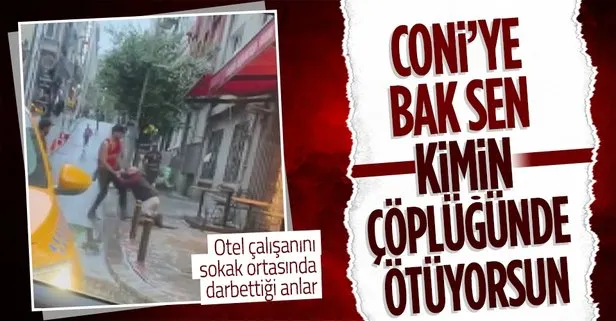 İstanbul Şişli’de Amerikalı turist otel çalışanına saldırdı! İşte o anlar