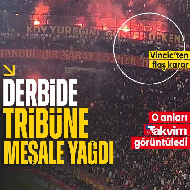ÖZEL | Dev derbi durdu: Fenerbahçe taraftarları Galatasaray tribünlerine meşale attı!