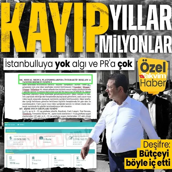 İstanbulun parası böyle iç edildi! Fenomenlere günlük 25 bin TL ödeyen İmamoğlundan reklam ve PRa milyonlar: Akçeli işler ballı ihaleler