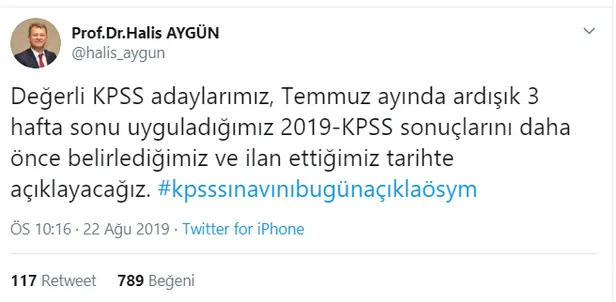 ÖSYM Başkanı'ndan, 2019 KPSS sonuç tarihi için açıklama! KPSS sonuçları ne zaman, hangi gün açıklanacak? 2019 KPSS sonuç sorgulama sayfası-1