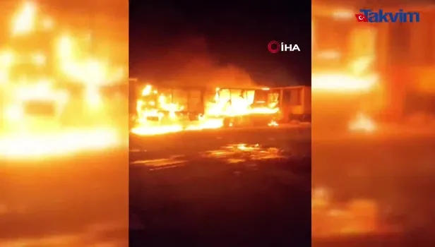 Kamyon dorseleri alev alev yandı